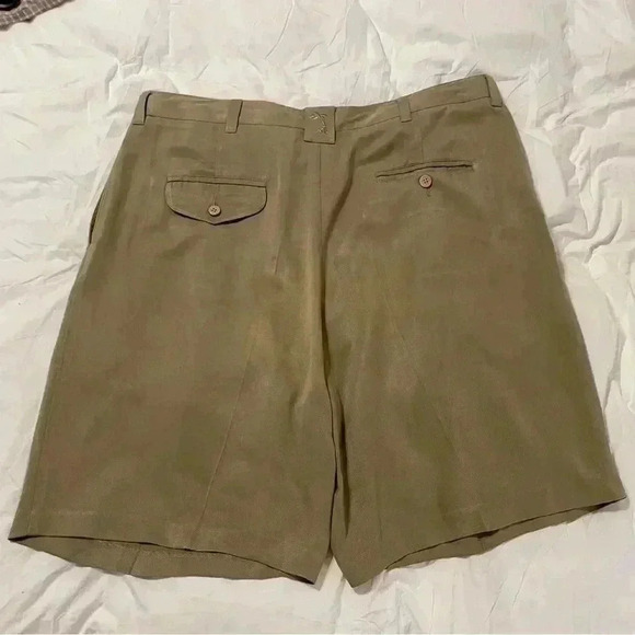 Jamaica Jaxx pleated Shorts Mens 38 Brown 100% Silk Relax Beach cool comfort - Picture 11 of 11